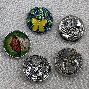 SALE - BUTTERFLY BUNDLE - Snap Button Charms - Set of 5 - 18mm/20mm